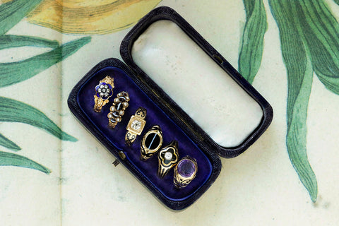 Antique Multi Ring Box with Silver Decoration