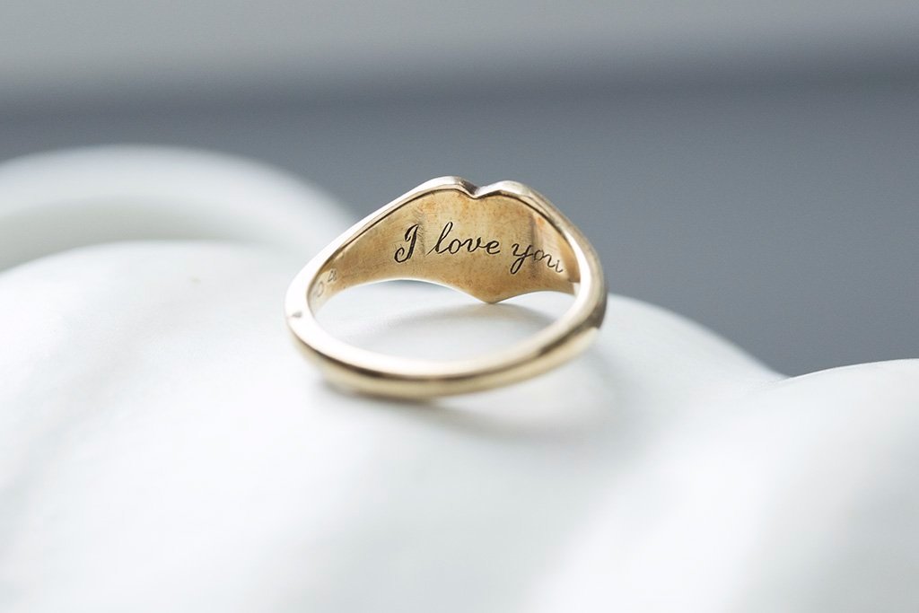 Antique Heart Gold Signet Ring