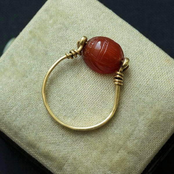 Victorian Egyptian Revival Scarab Swivel Ring