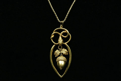 Victorian Serpent and Acorn Pendant with Chain