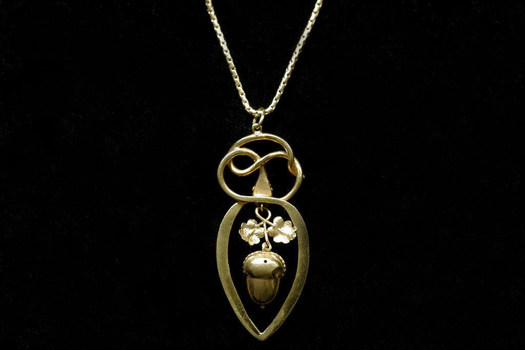 Victorian Serpent and Acorn Pendant with Chain