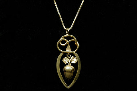 Victorian Serpent and Acorn Pendant with Chain
