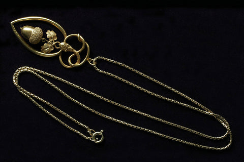 Victorian Serpent and Acorn Pendant with Chain