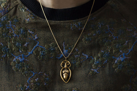 Victorian Serpent and Acorn Pendant with Chain