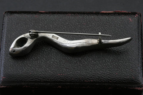 Edwardian Sterling and Paste Snake Brooch