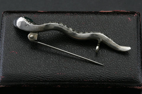 Edwardian Sterling and Paste Snake Brooch