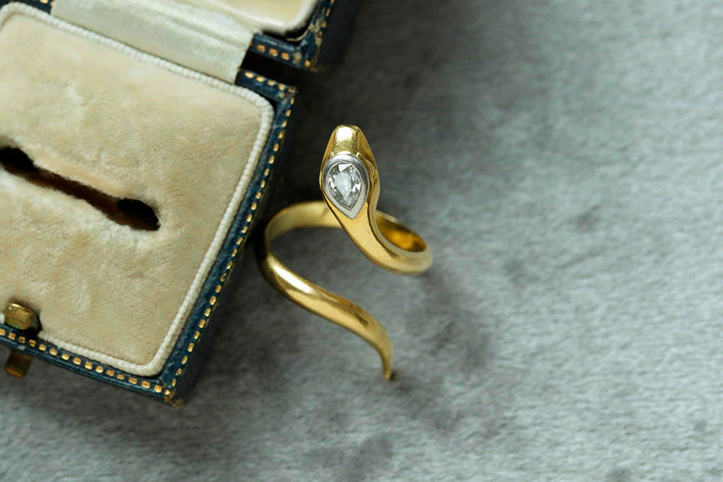 Early 20th Century Snake Ring with Diamond