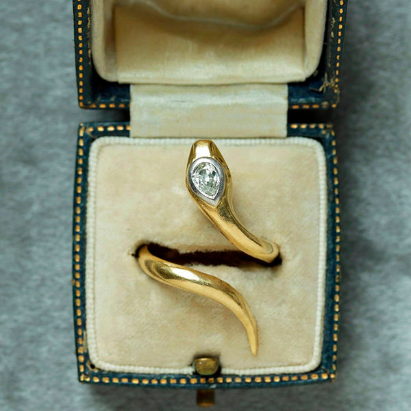 Early 20th Century Snake Ring with Diamond