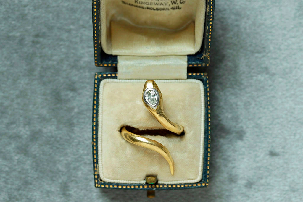 Early 20th Century Snake Ring with Diamond