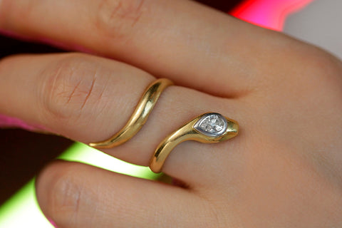 Early 20th Century Snake Ring with Diamond