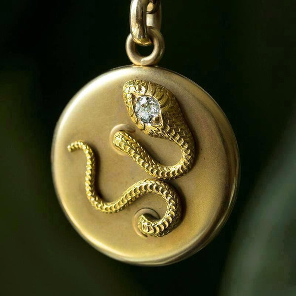 Victorian Snake Locket with Diamond