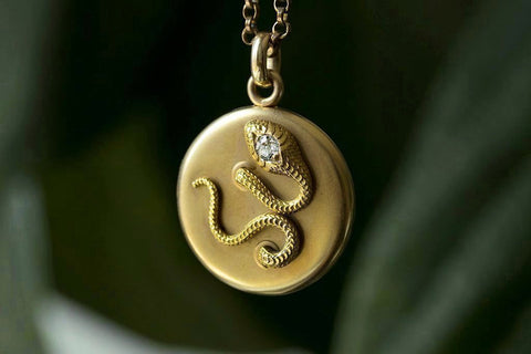 Victorian Snake Locket with Diamond
