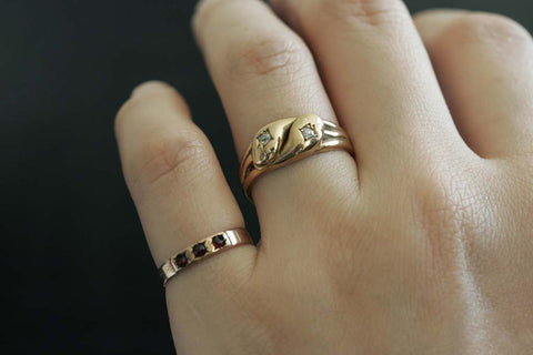 Edwardian Diamond and Gold Snake Ring