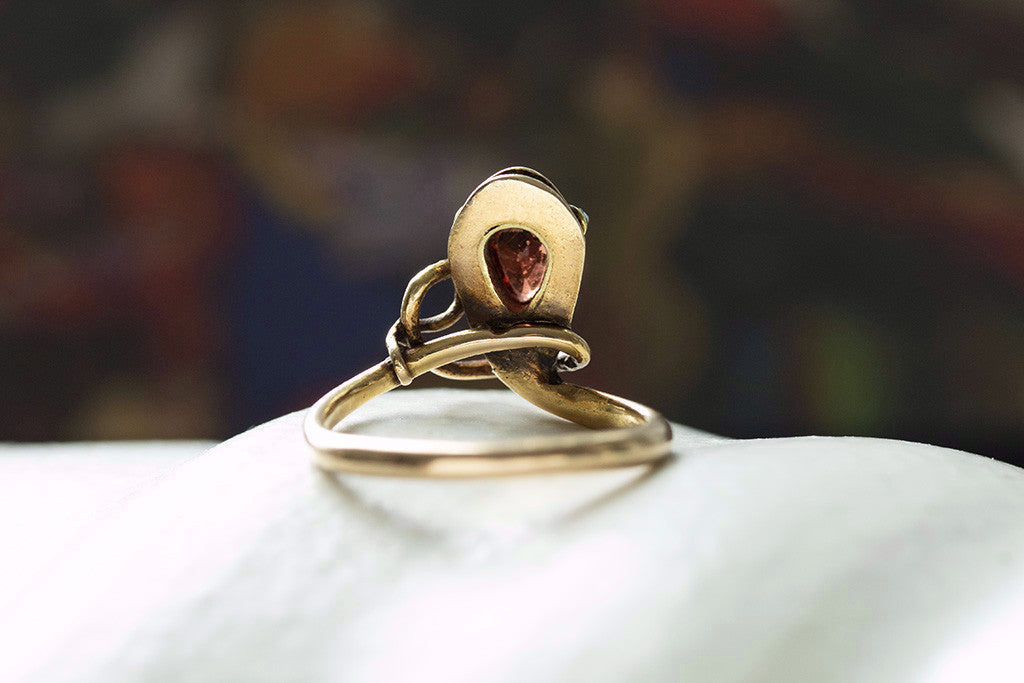 Victorian Snake Ring with Garnet and Diamond Eyes