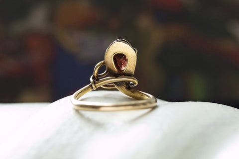 Victorian Snake Ring with Garnet and Diamond Eyes