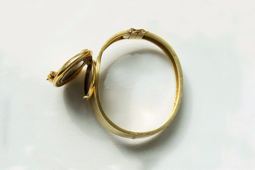Victorian Snake Locket Gold Bangle