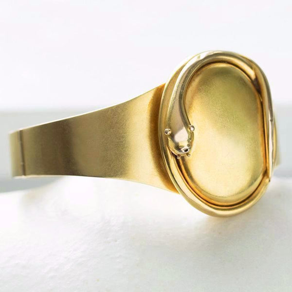 Victorian Snake Locket Gold Bangle