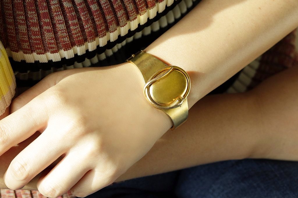 Victorian Snake Locket Gold Bangle