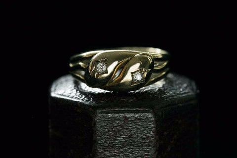 Edwardian Diamond and Gold Snake Ring