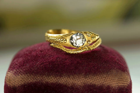 Late Georgian Snake Ring with Diamond