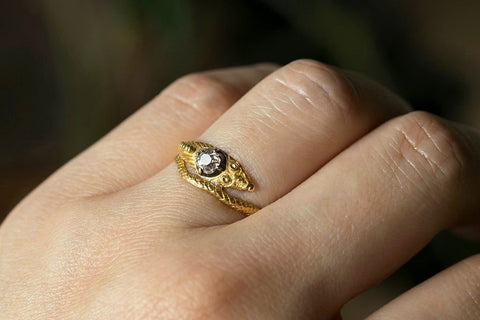 Late Georgian Snake Ring with Diamond