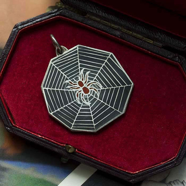 Large Enamel Spider Web Pendant