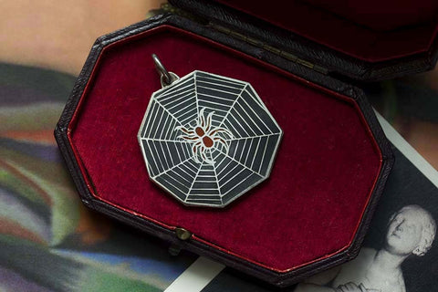 Large Enamel Spider Web Pendant