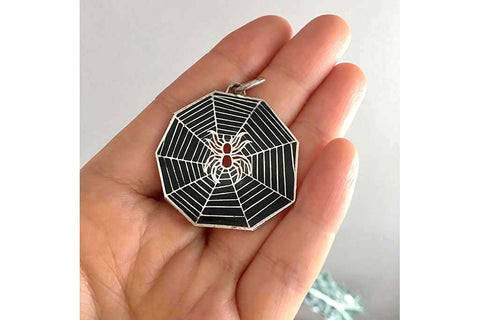 Large Enamel Spider Web Pendant