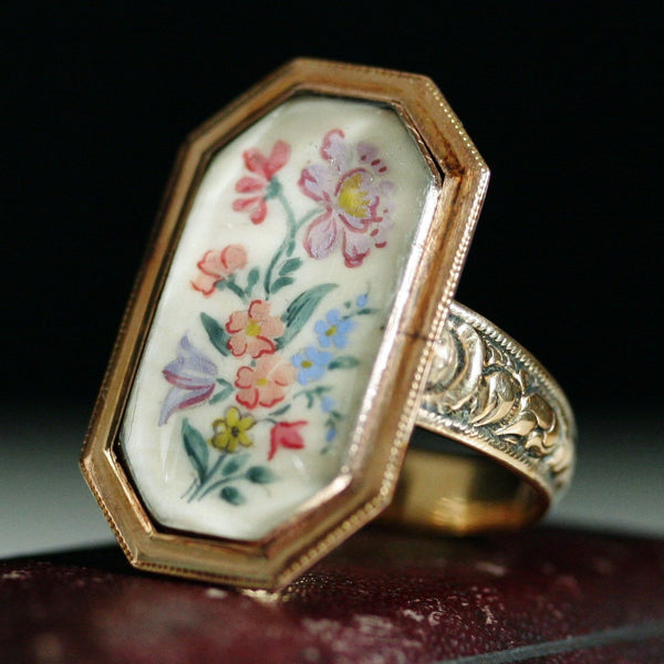 Georgian Flower Bouquet Tableau Ring