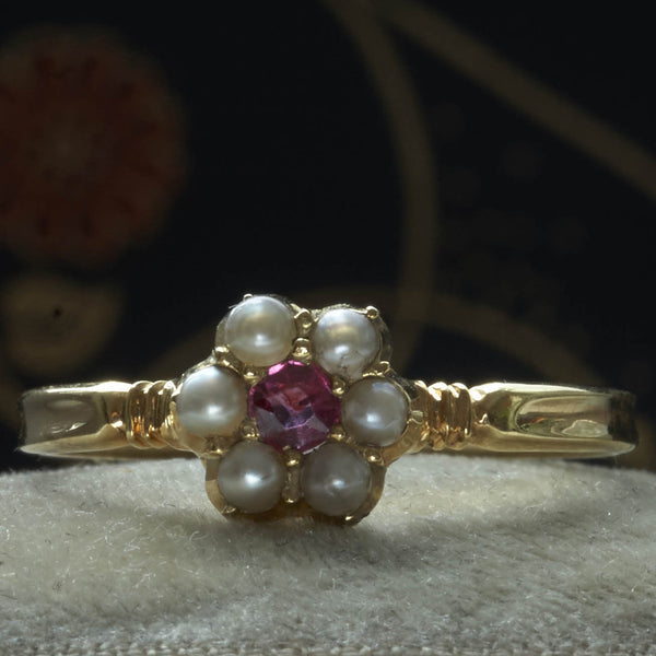 Victorian Topaz and Seed Pearl Ring