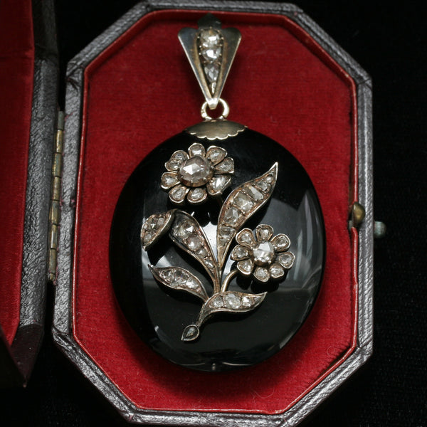Victorian Onyx and Diamond Locket