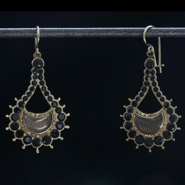Victorian Jet and Hair Earrings