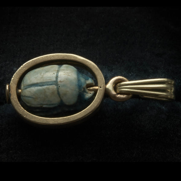 Tiny Faience Scarab Pendant