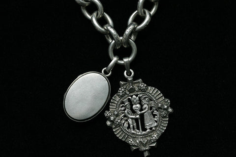 Victorian Chunky Sterling Chain with Locket and Pendant