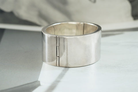 Heavy Vintage Sterling Silver Wide Bangle