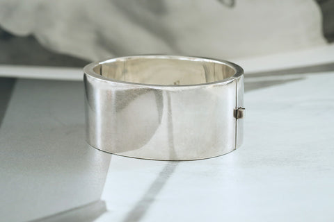 Heavy Vintage Sterling Silver Wide Bangle