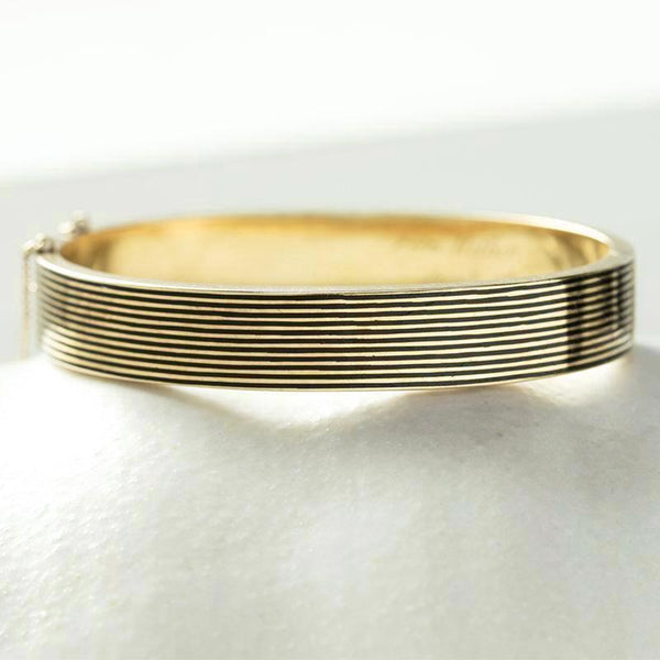 Victorian Black Enamel Stripe Bangle