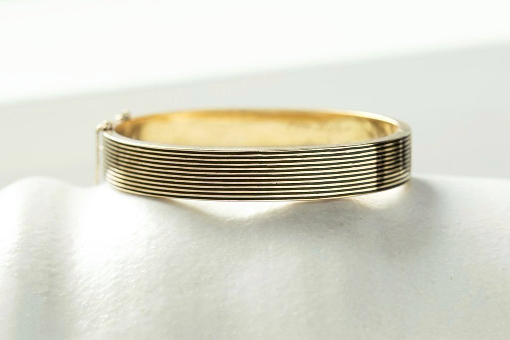 Victorian Black Enamel Striped Bangle