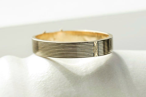 Victorian Black Enamel Stripe Bangle