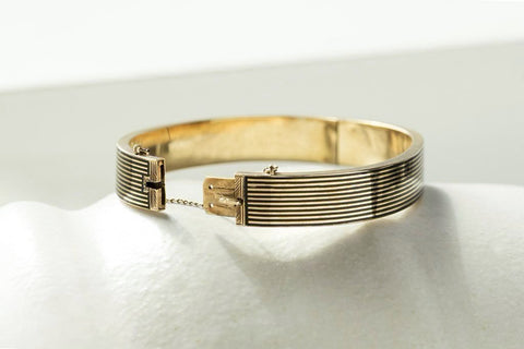 Victorian Black Enamel Stripe Bangle