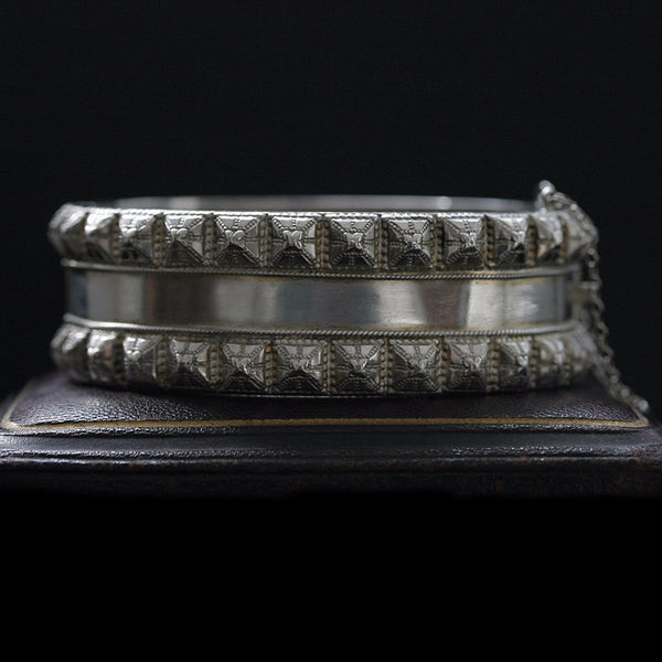 Late Victorian Sterling Studded Bangle