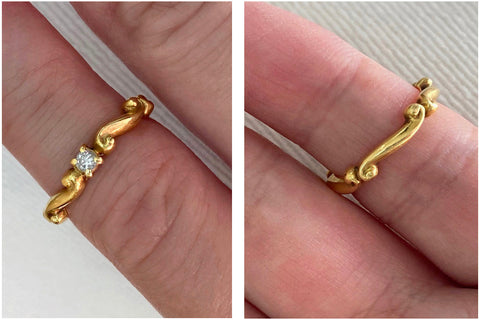 Gold Diamond Pinky Ring