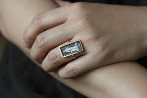Georgian Painted Miniature Swivel Ring