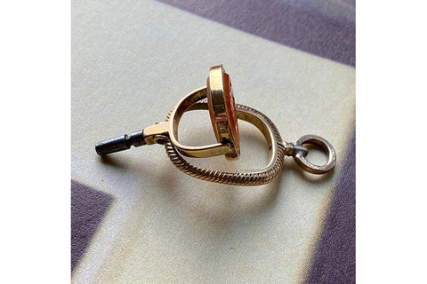 Victorian Carnelian Swivel Watch Key Pendant