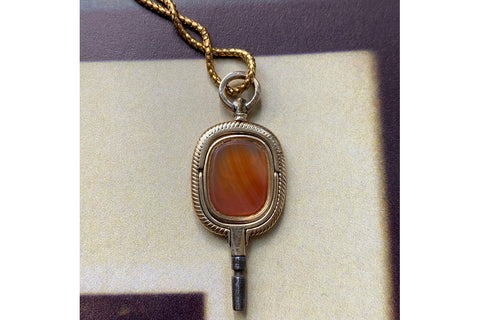 Victorian Carnelian Swivel Watch Key Pendant