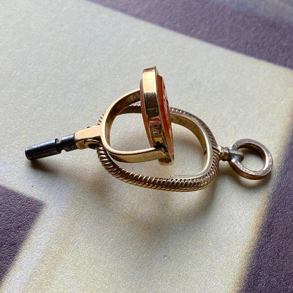 Victorian Carnelian Swivel Watch Key Pendant