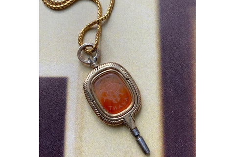 Victorian Carnelian Swivel Watch Key Pendant