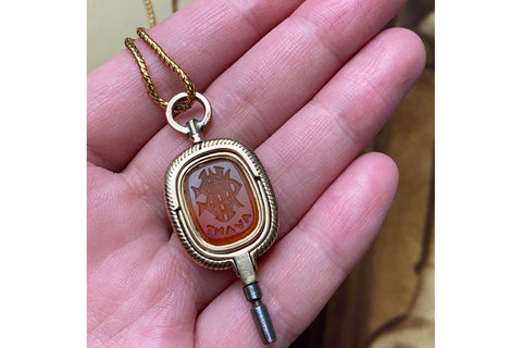 Victorian Carnelian Swivel Watch Key Pendant