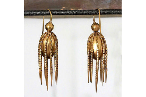 Victorian Gold Fringe Tassel Earrings