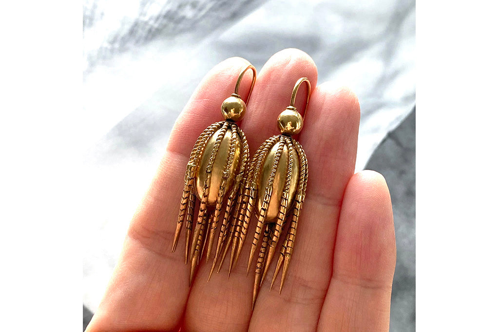 Victorian Gold Fringe Tassel Earrings